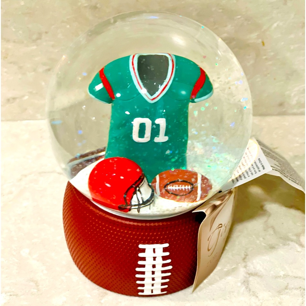 NEW Football snow globe, Jersey, helmet, football on football base! Great gift!